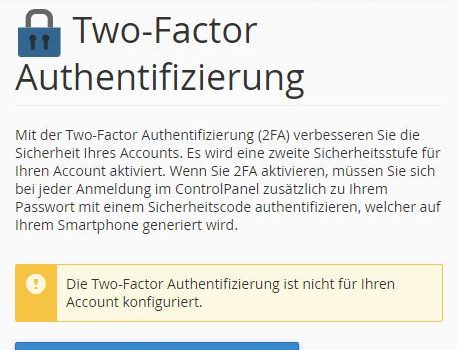 2FA in C-Panel einrichten